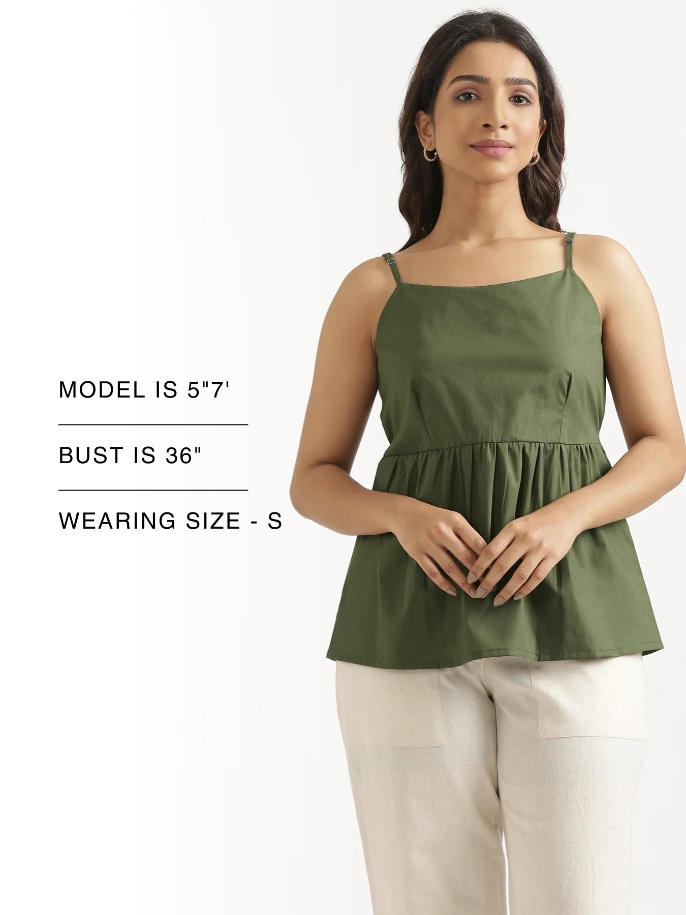 Women Forest Green Better Cotton Peplum Top