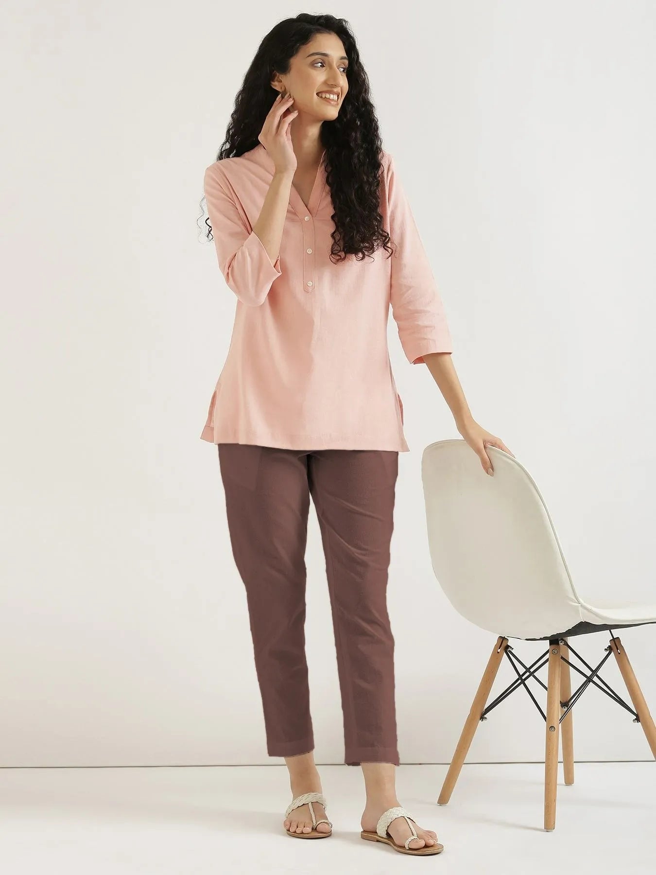 Women Mauve Brown Cotton Pant