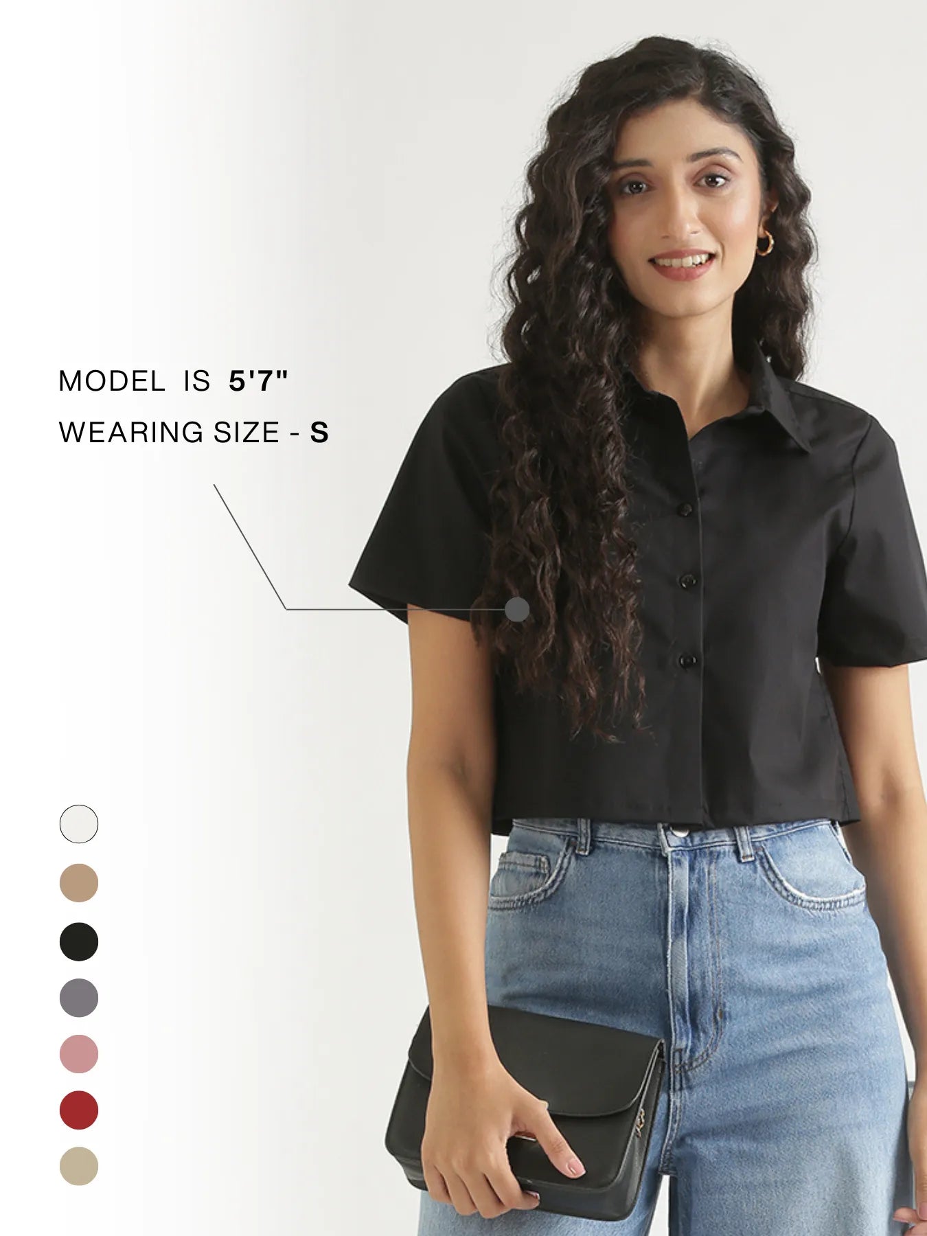 Women Black Better Cotton Crop Shirt