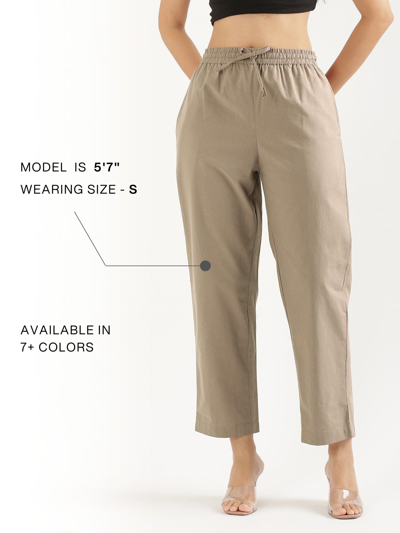 Women Khakhi Cotton Straight Pant