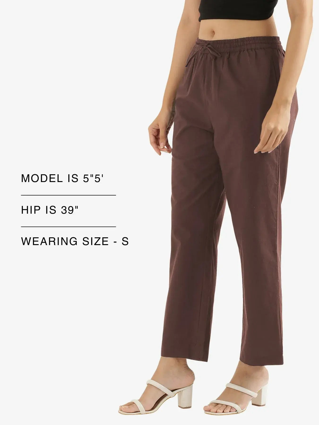 Women Mauve Brown Cotton Straight Pant