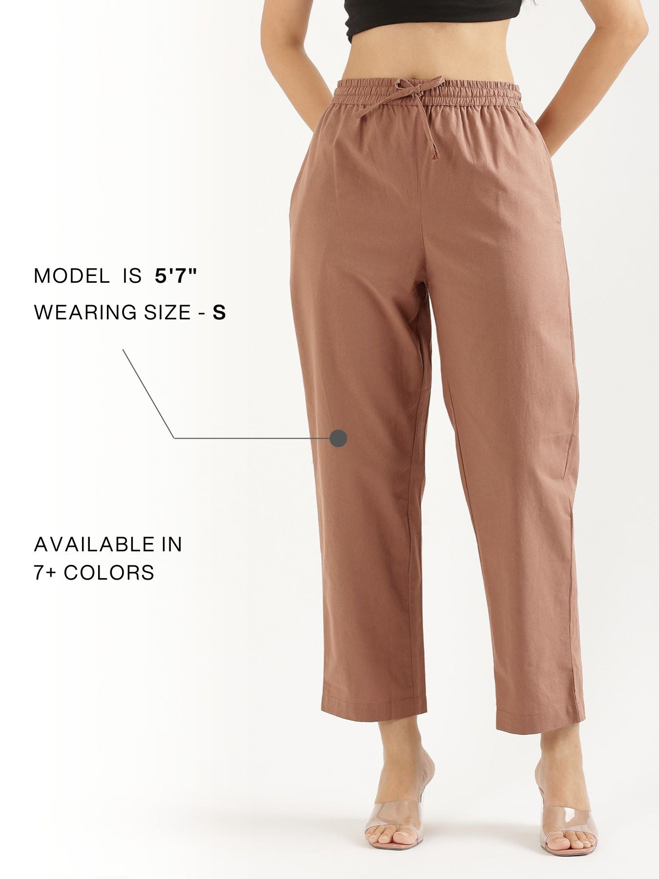 Women Mocha Mousse Cotton Straight Pant