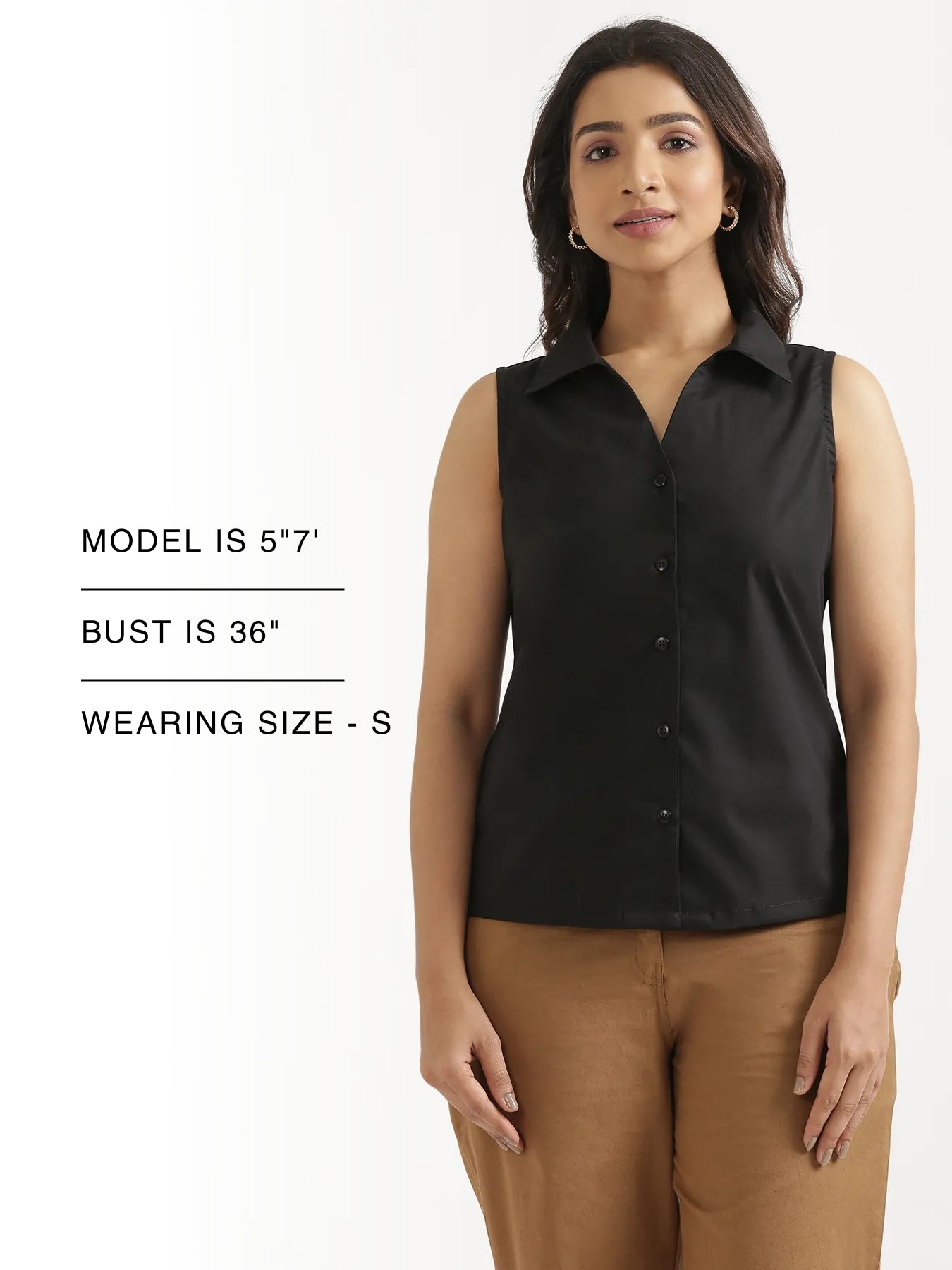 Women Black Better Cotton Sleeveless Shirt