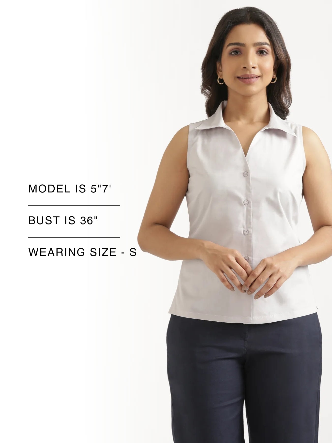 Women Light Grey Better Cotton Sleeveless Shirt