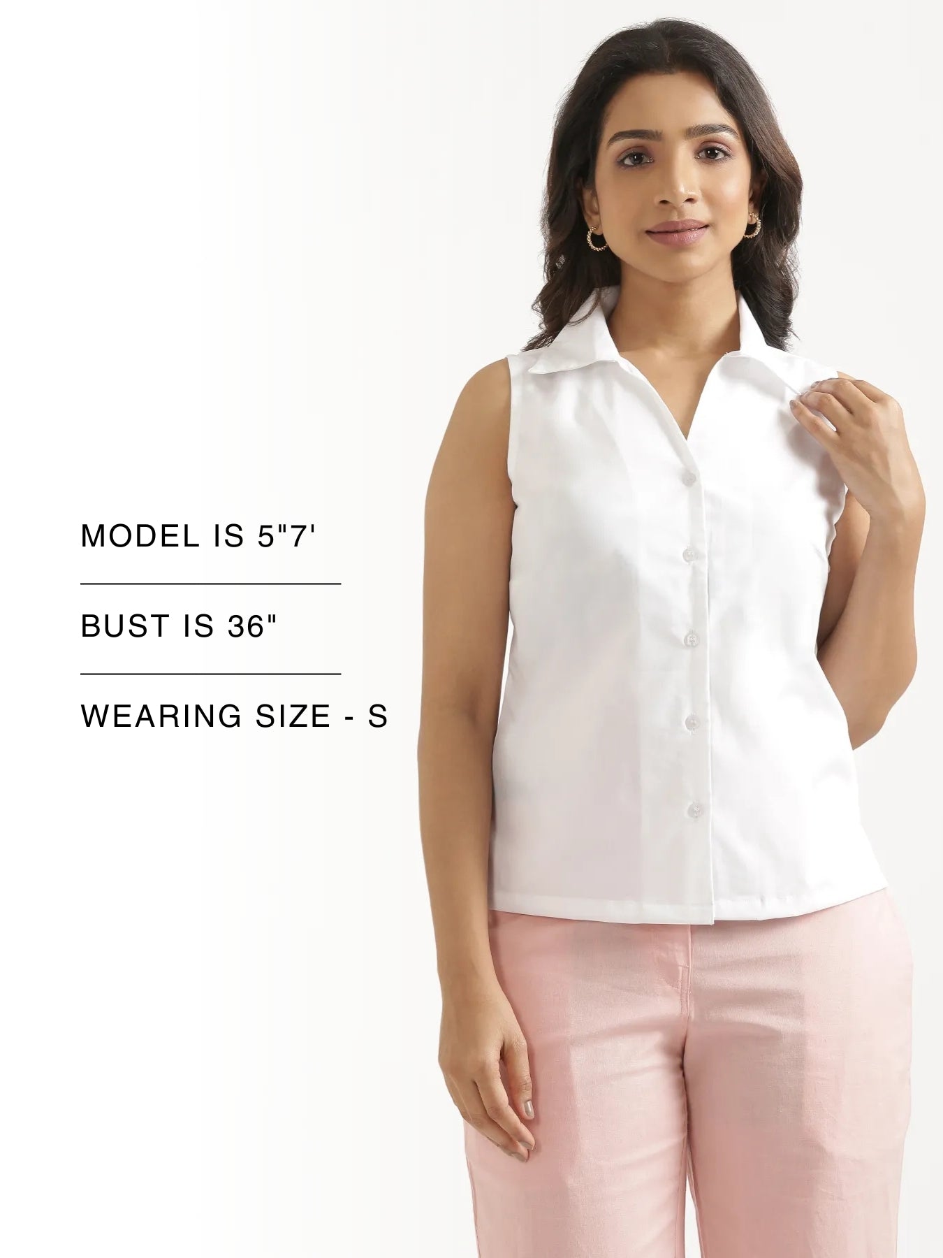 Women White Better Cotton Sleeveless Shirt