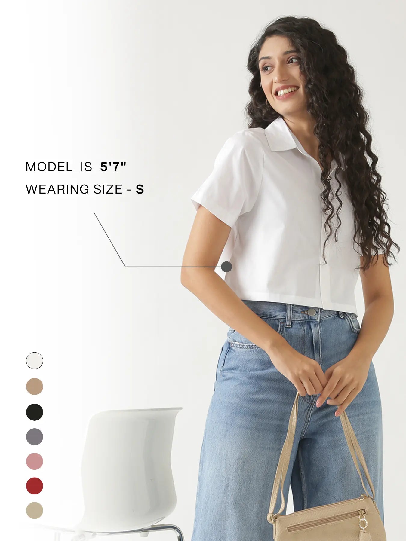 Women White Better Cotton Crop Shirt