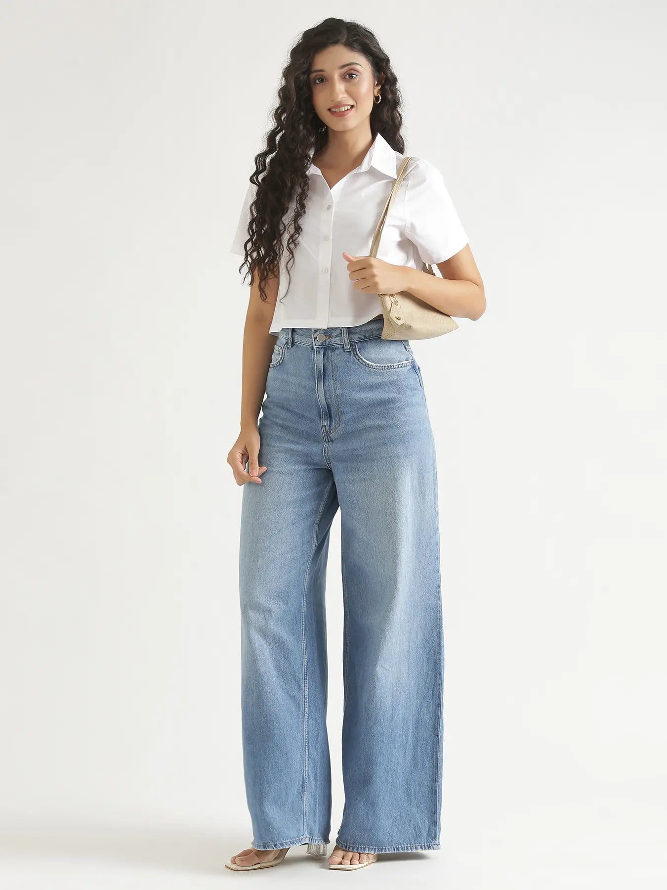 Women White Better Cotton Crop Shirt