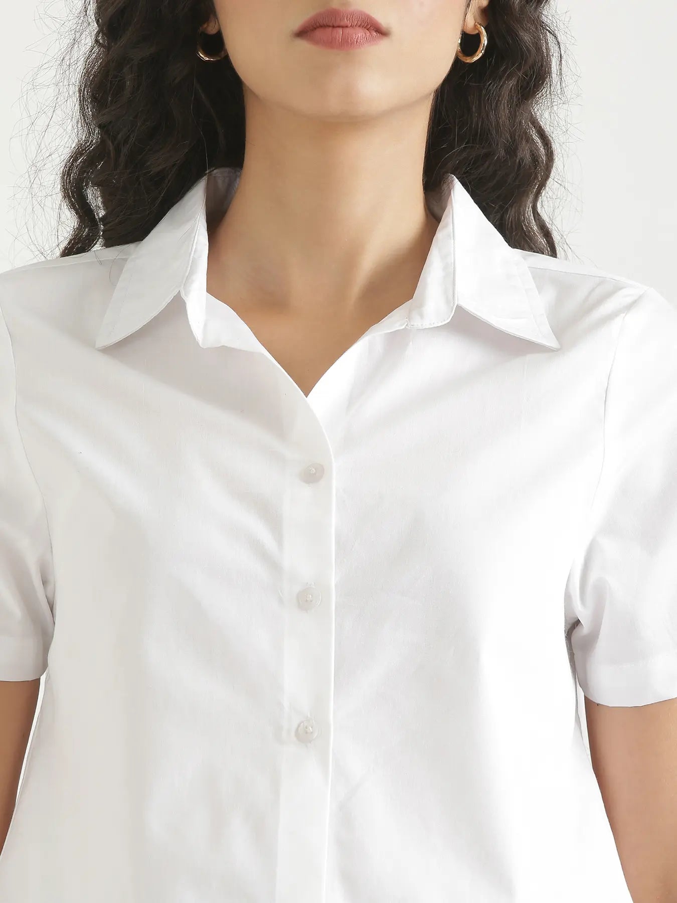 Women White Better Cotton Crop Shirt