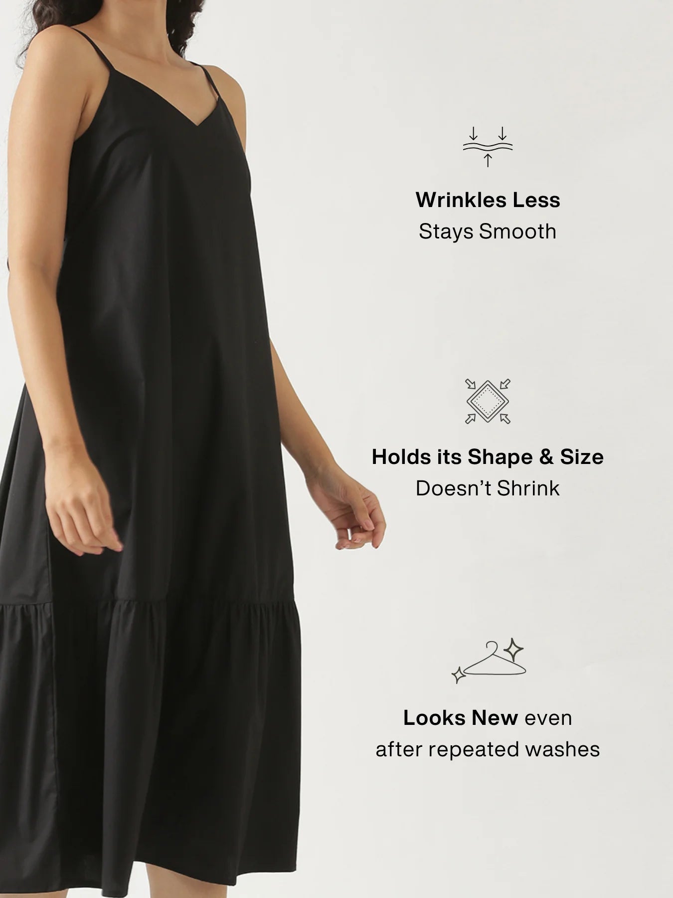 Women Black Better Cotton Tier Dress