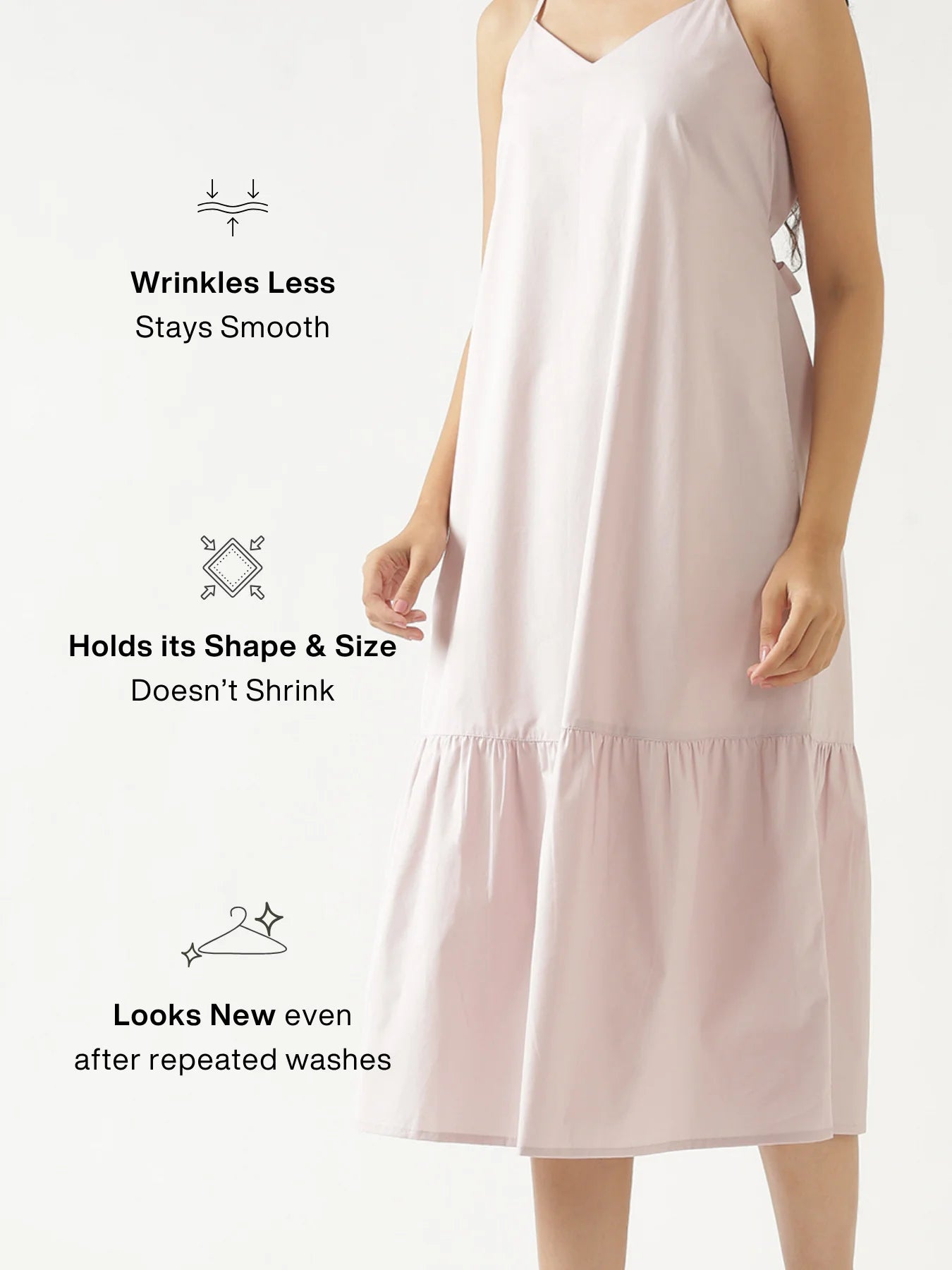 Women Mauve Pink Better Cotton Tier Dress