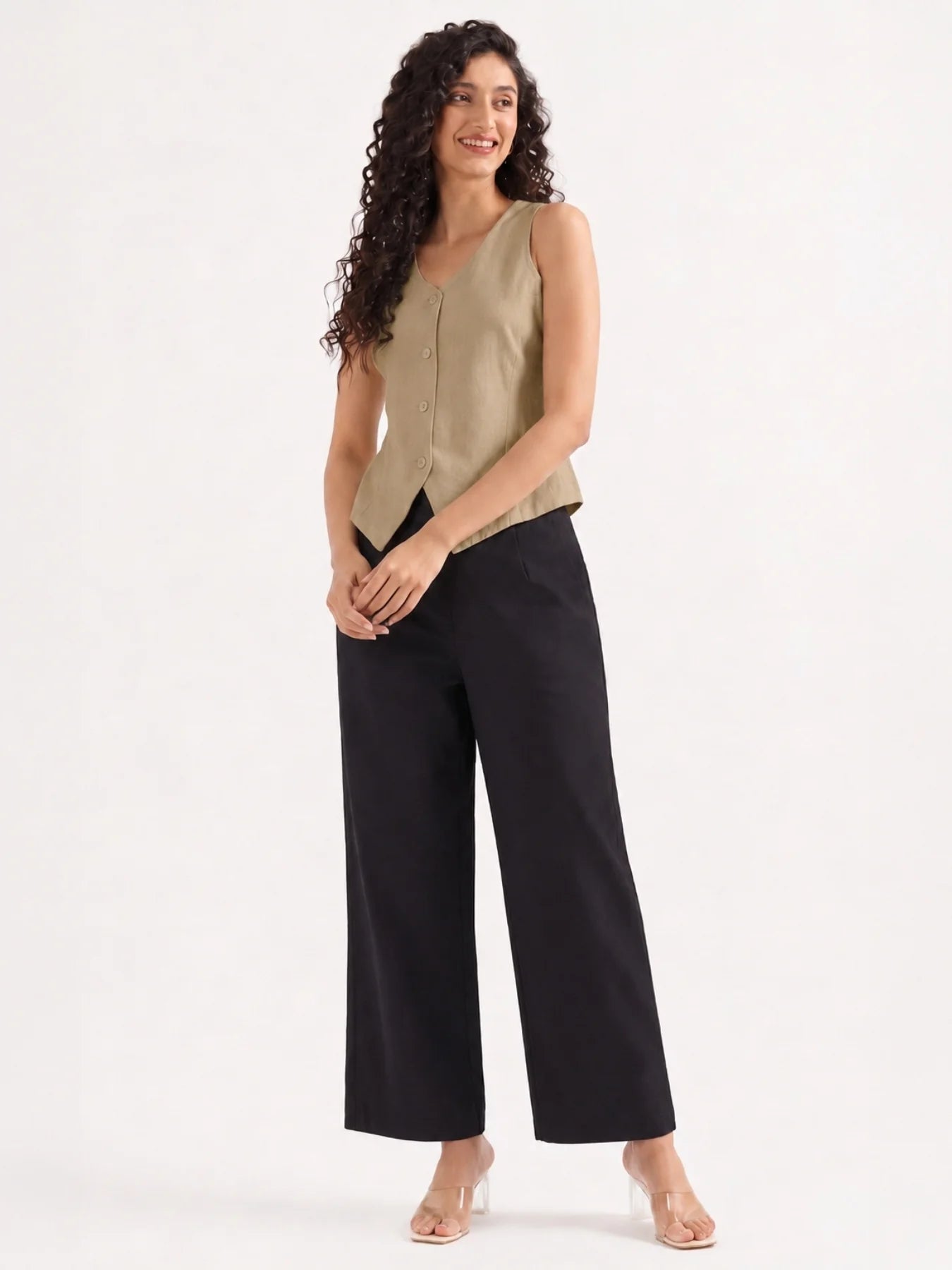 Women Black Wide Leg Trouser