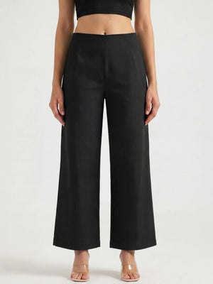 Women Black Wide Leg Trouser