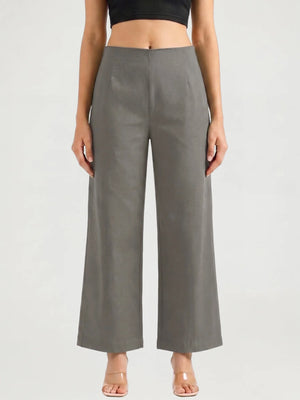 Women Dark Grey Wide Leg Trouser