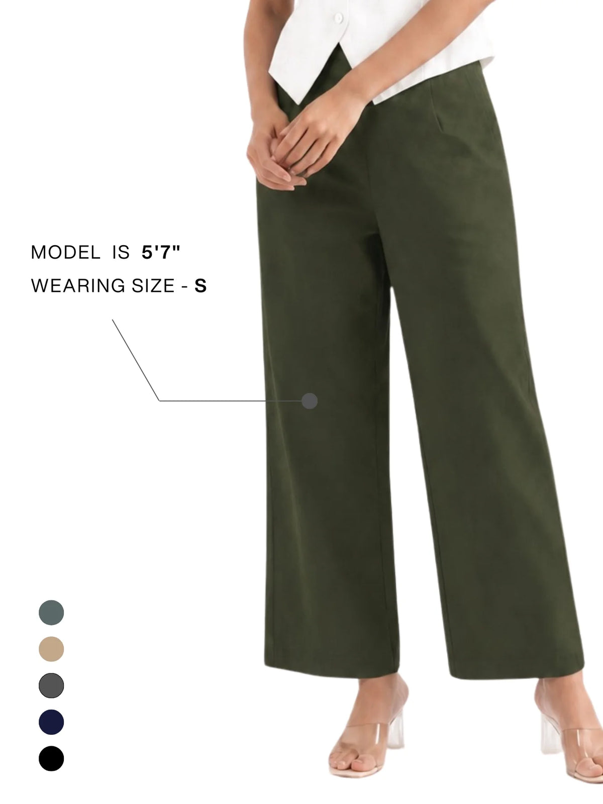 Women Olive Green Wide Leg Trouser