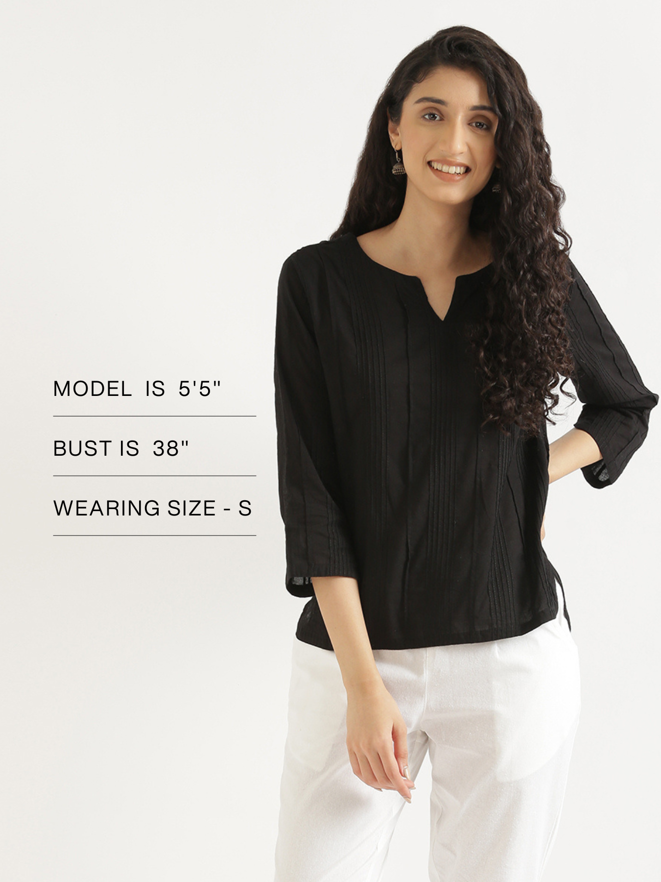 Women Black Everyday Cotton Top
