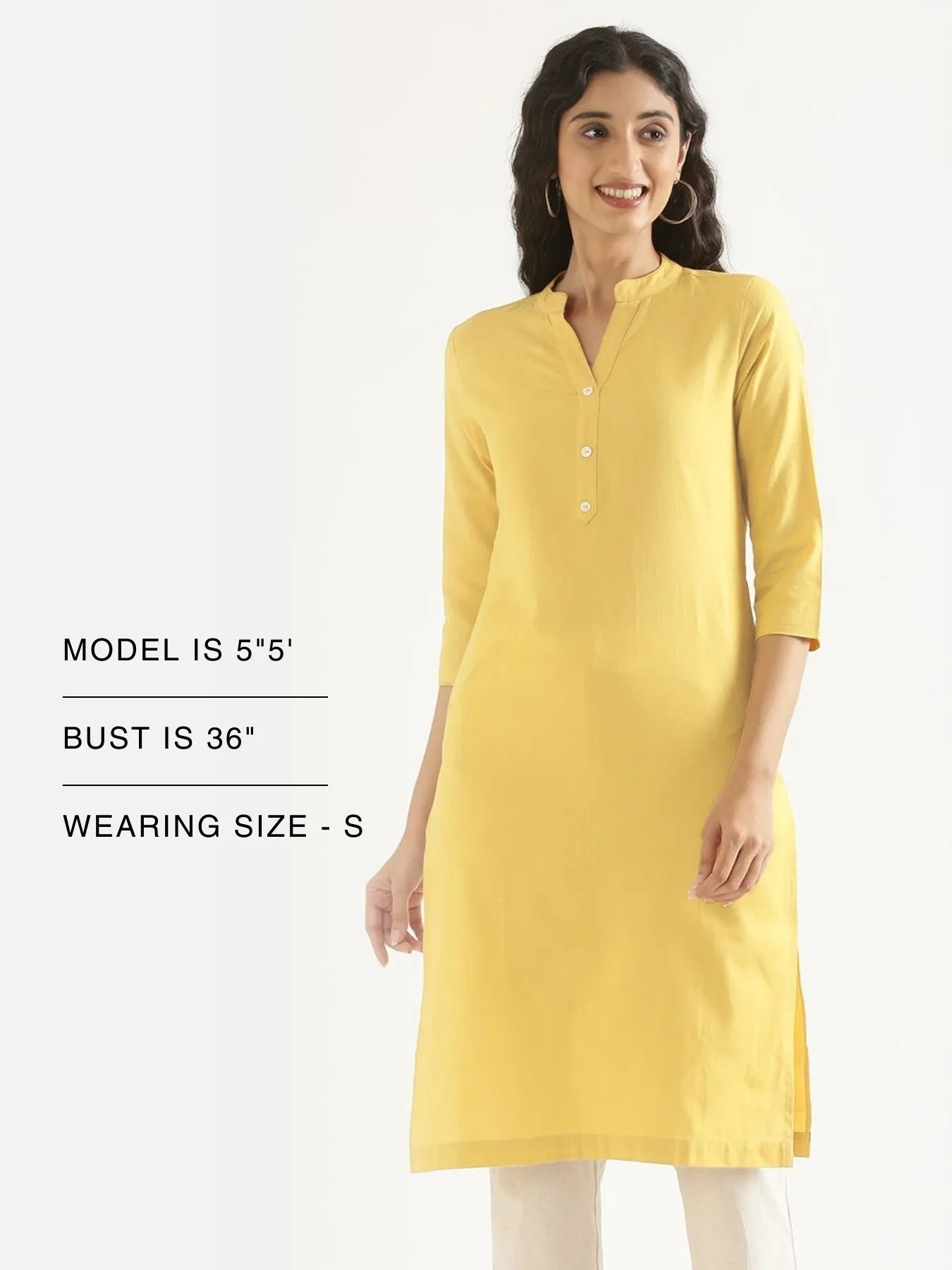 Women Lemon Yellow Airy Linen Long Kurta