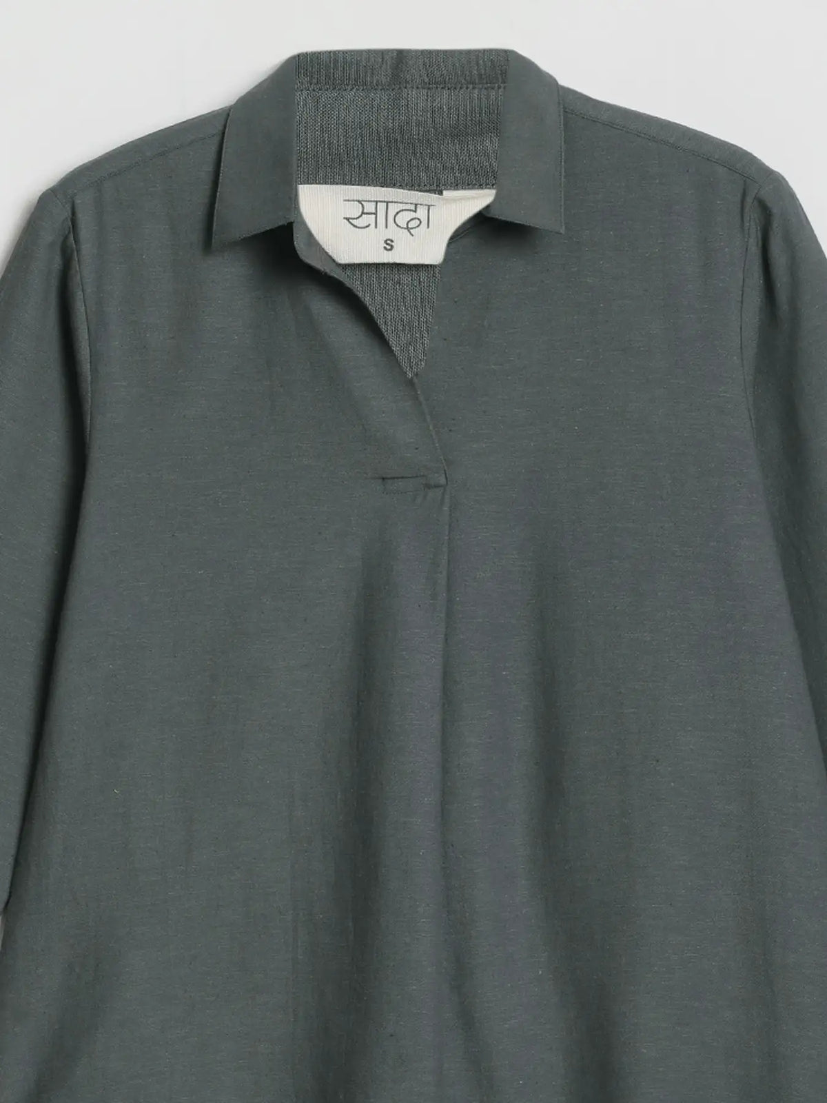 Women German Grey Flowy Linen Pleated Kurta