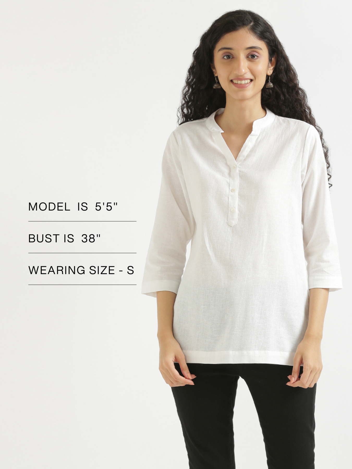 Women White Airy Linen Short Kurta