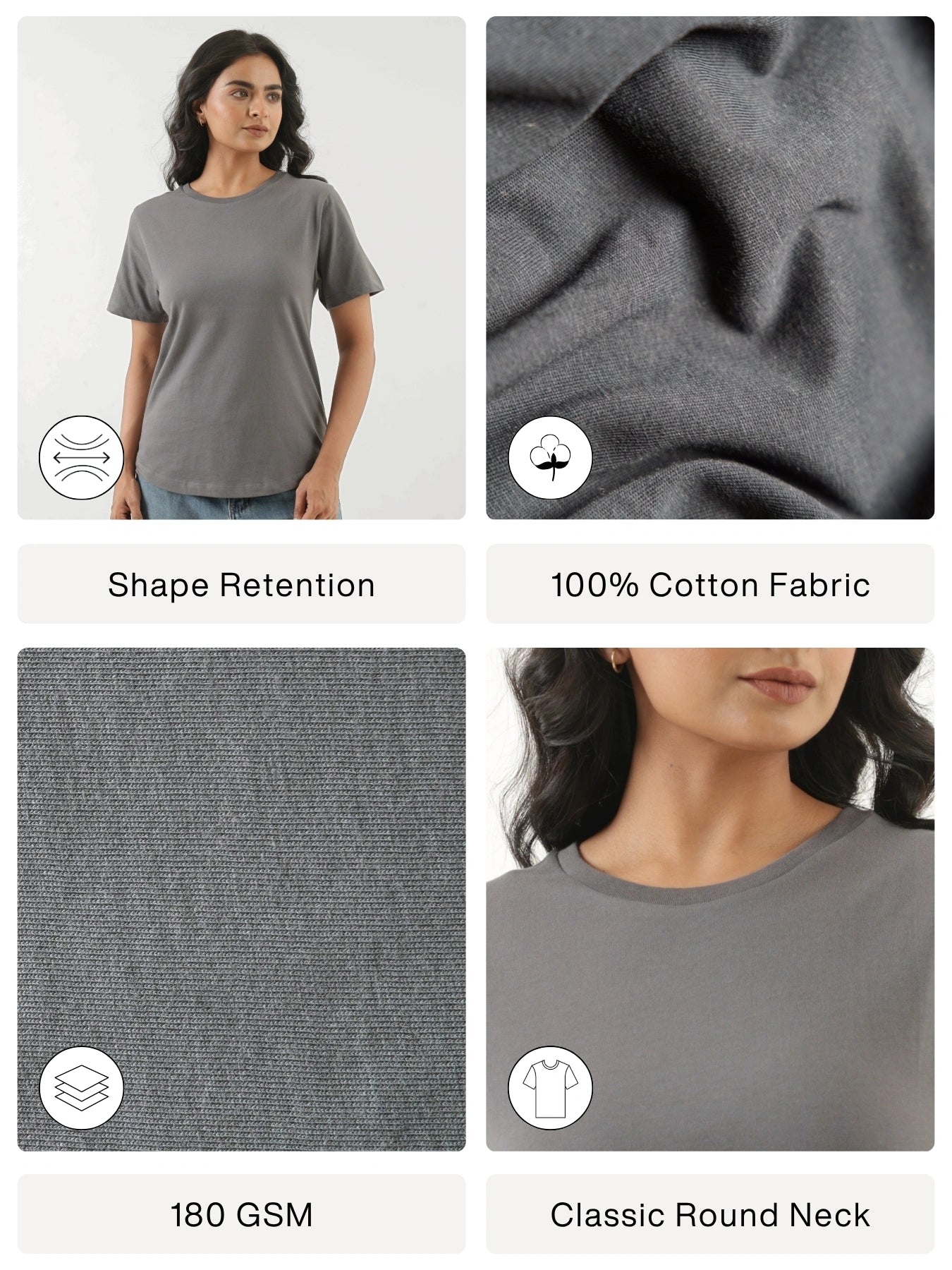 Women German Grey Round Neck T-shirt
