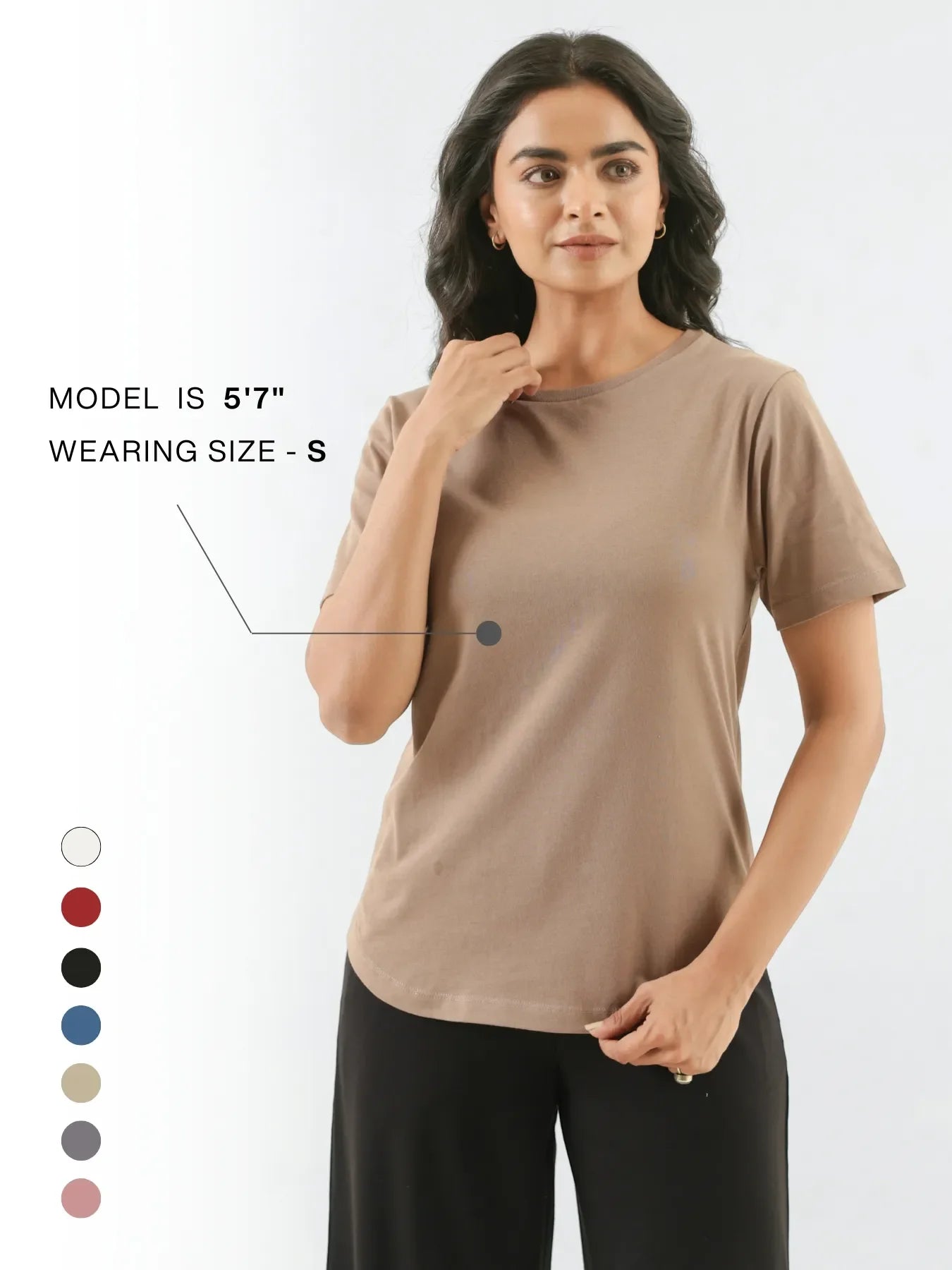 Women Mesa Taupe Round Neck T-shirt