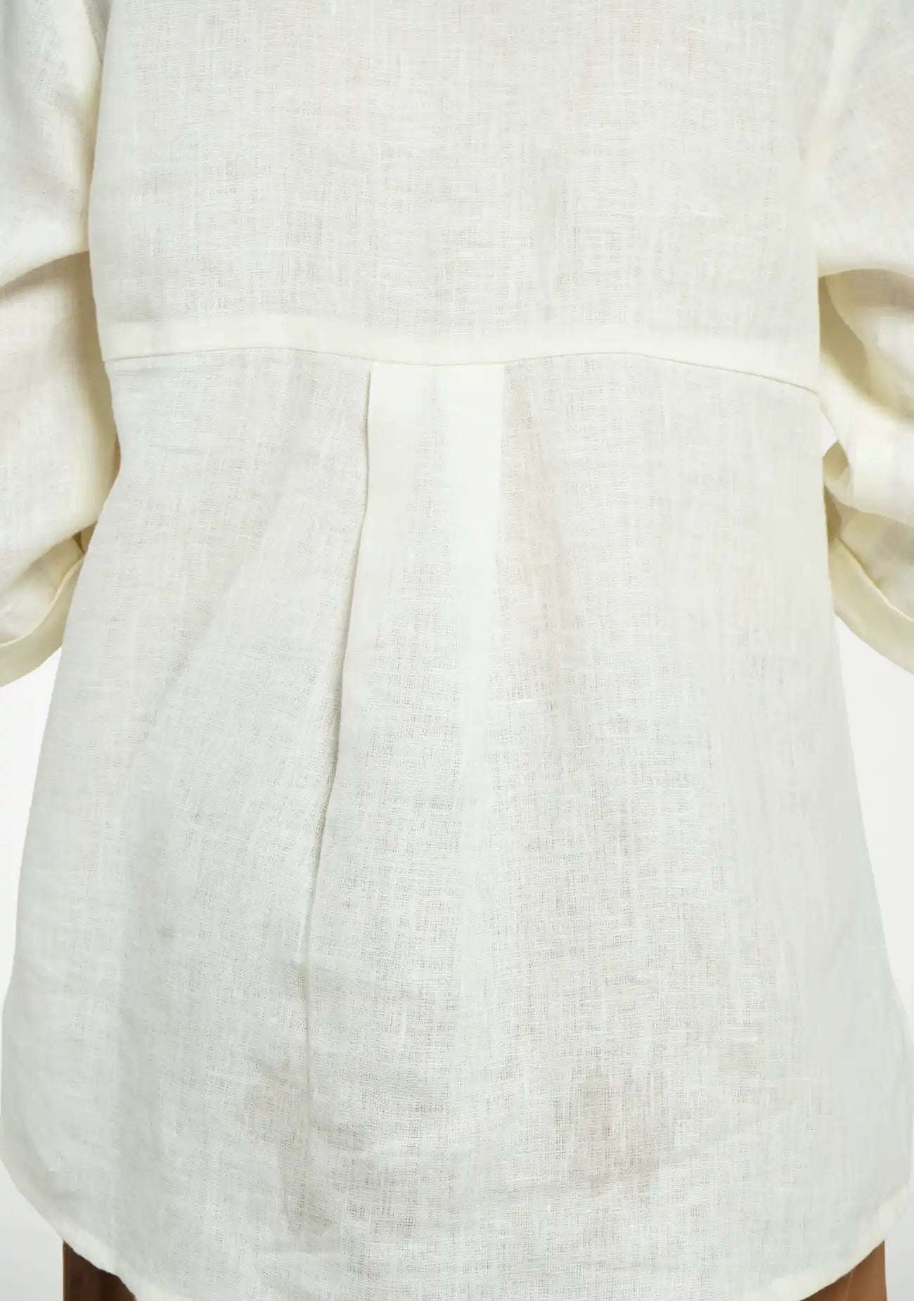 Women Cream Pure Linen Collared Shirt Top
