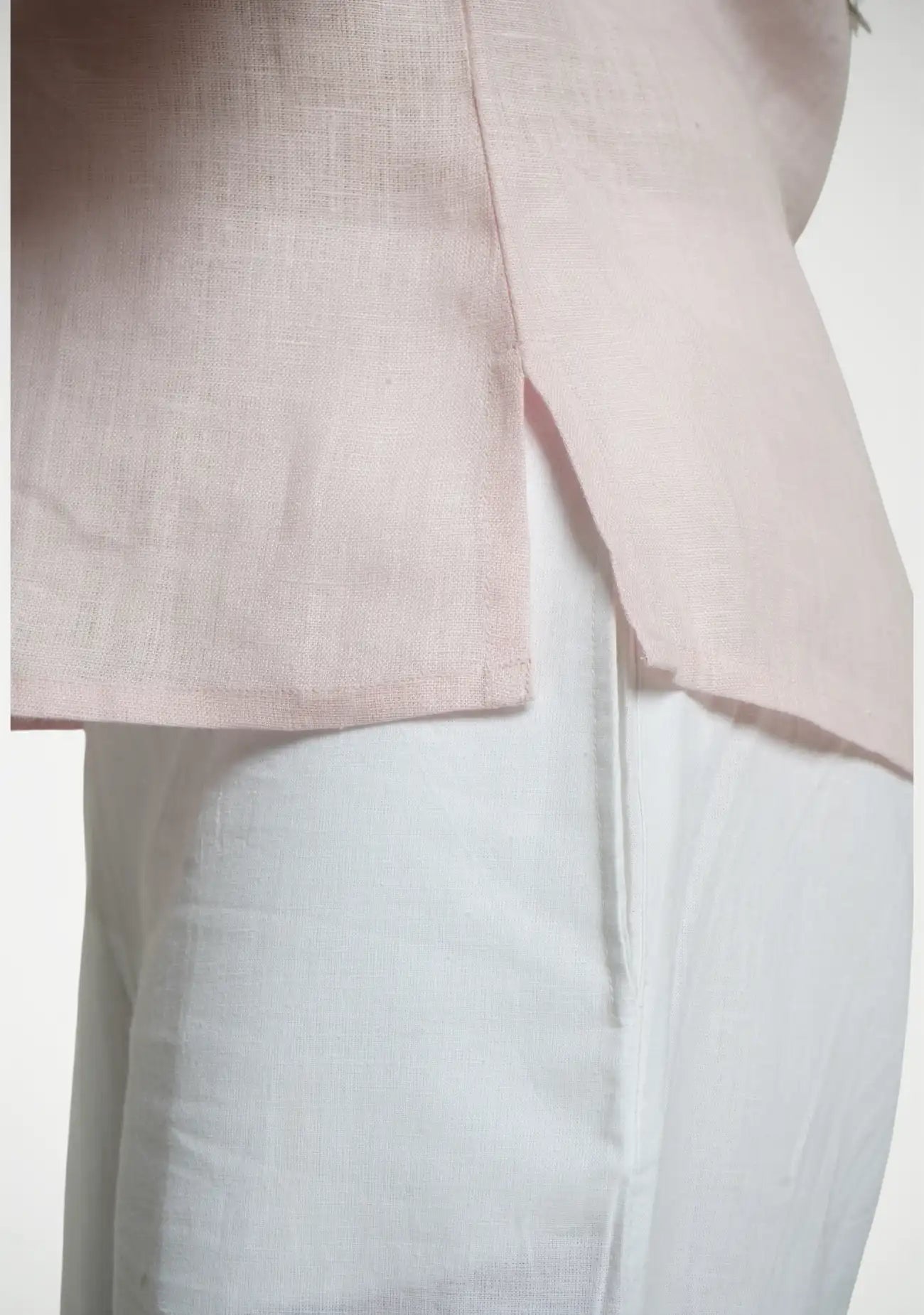 Women Blush Pink Pure Linen Halter Neck Top