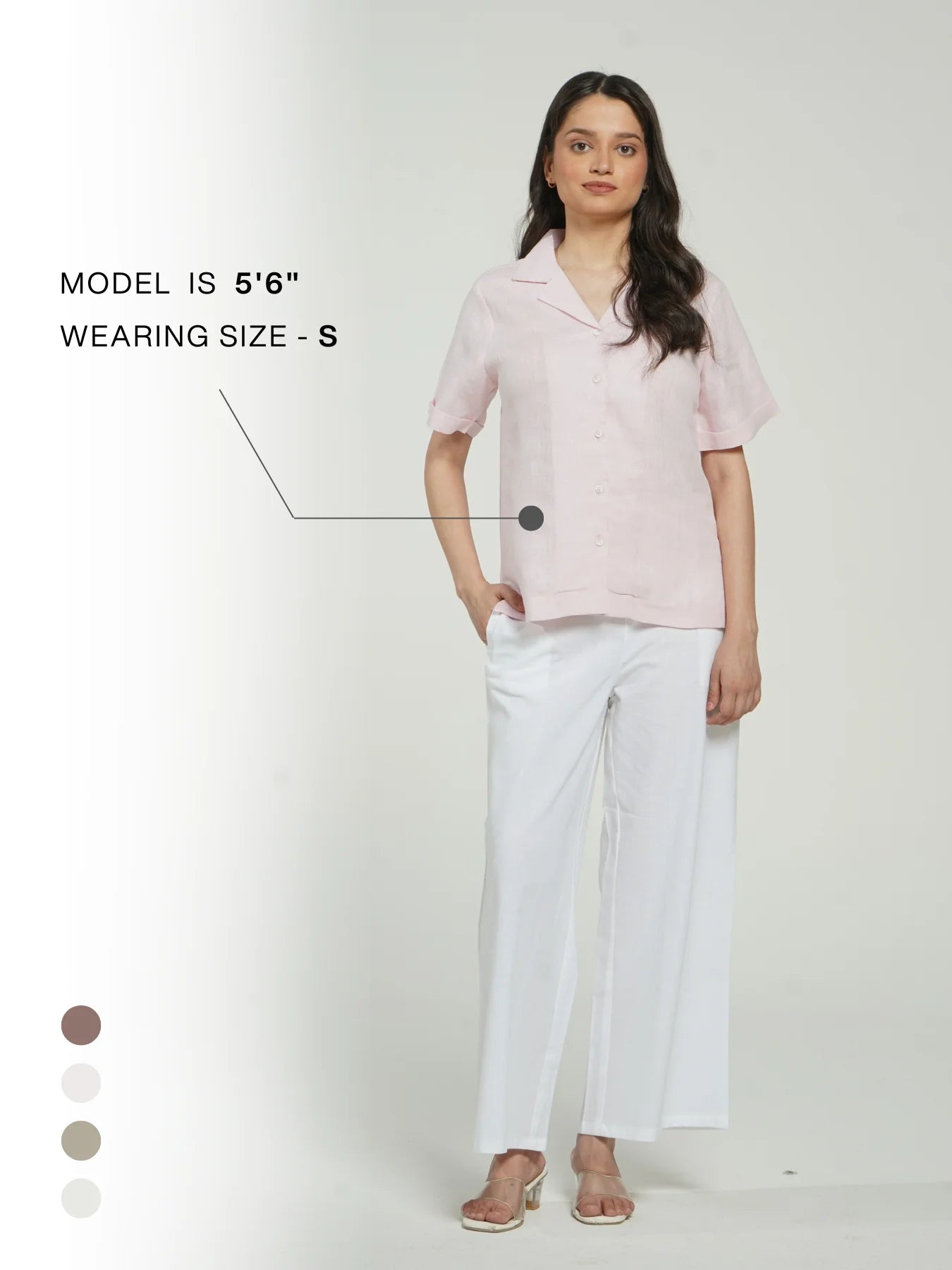 Women Blush Pink Pure Linen Notch Collar Shirt