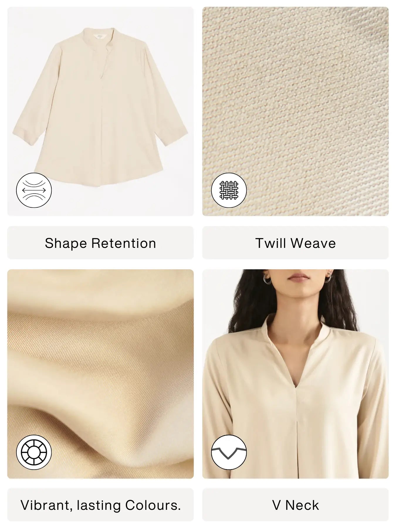 Women Beige Viscose Pleated Top