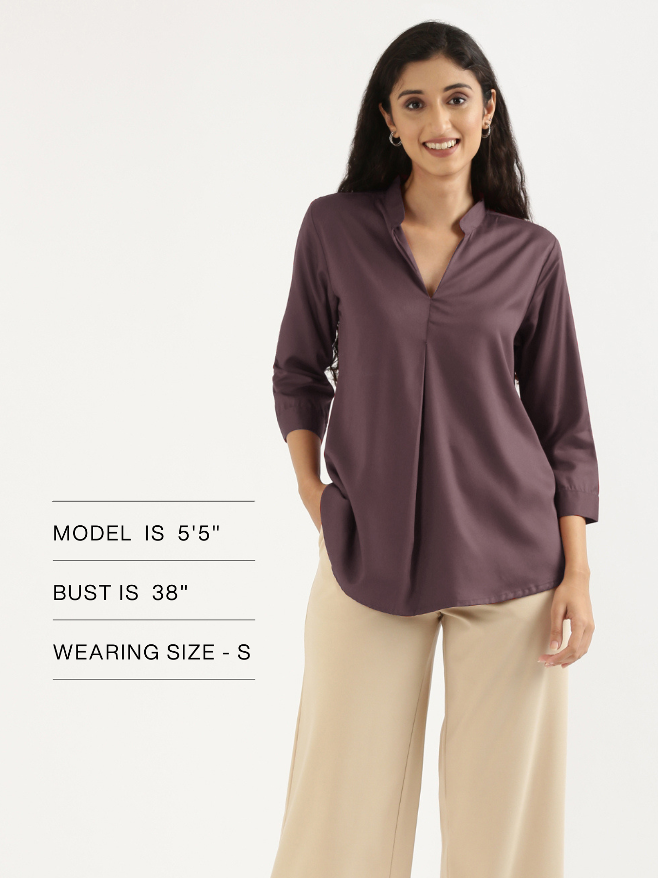 Brinjal Viscose Pleated Top