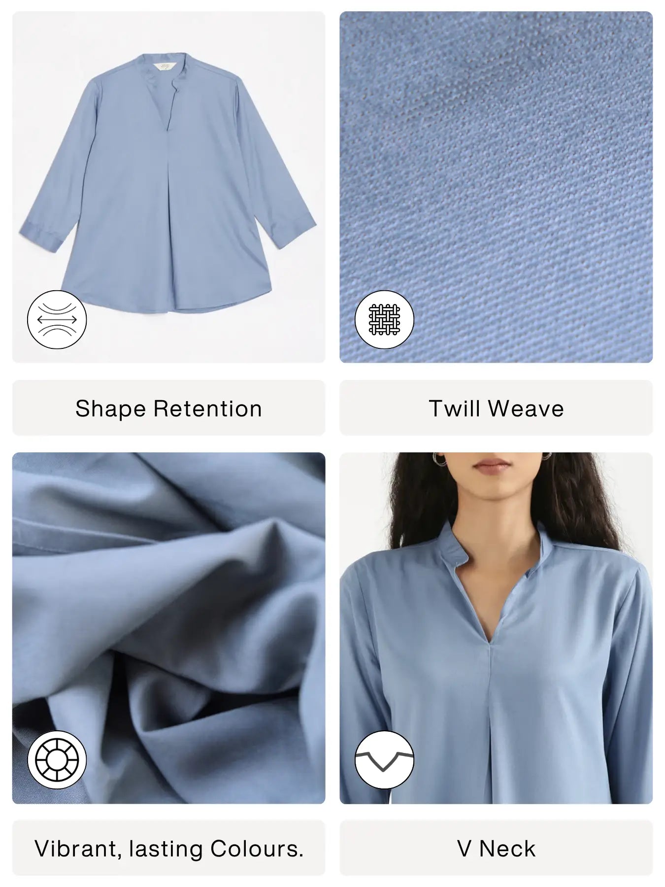 Women English Blue Viscose Pleated Top