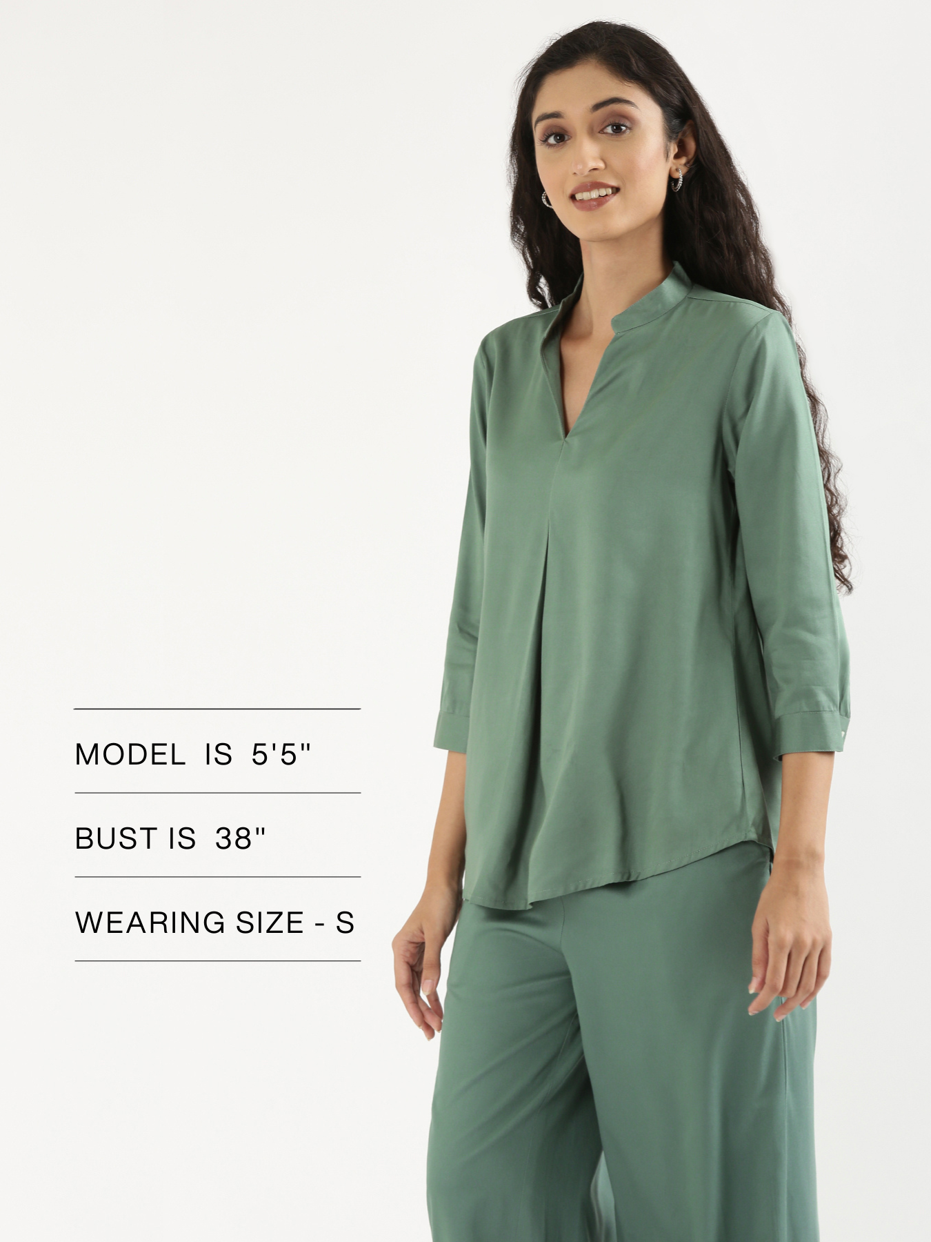Women Jade Viscose Pleated Top