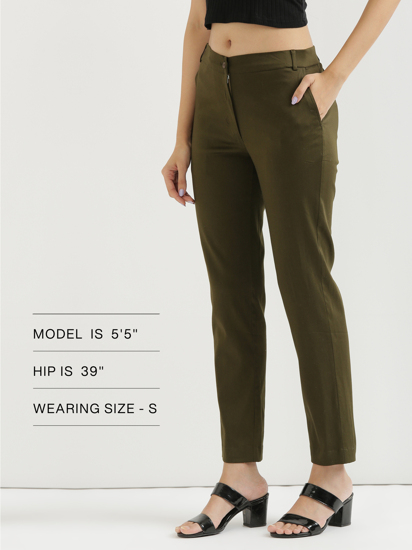 Women Olive Green Formal Pant