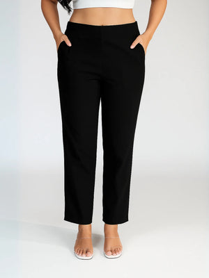 Women Black Straight Fit Formal Pants