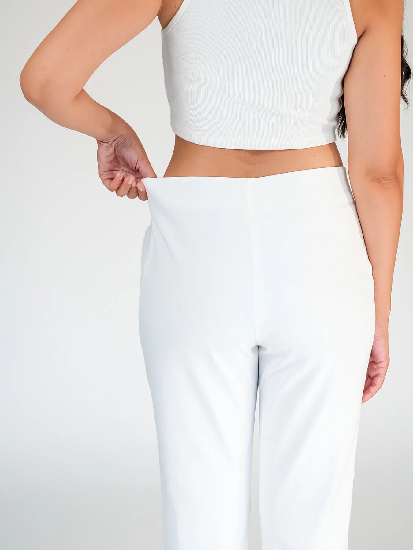 Women White Straight Fit Formal Pants