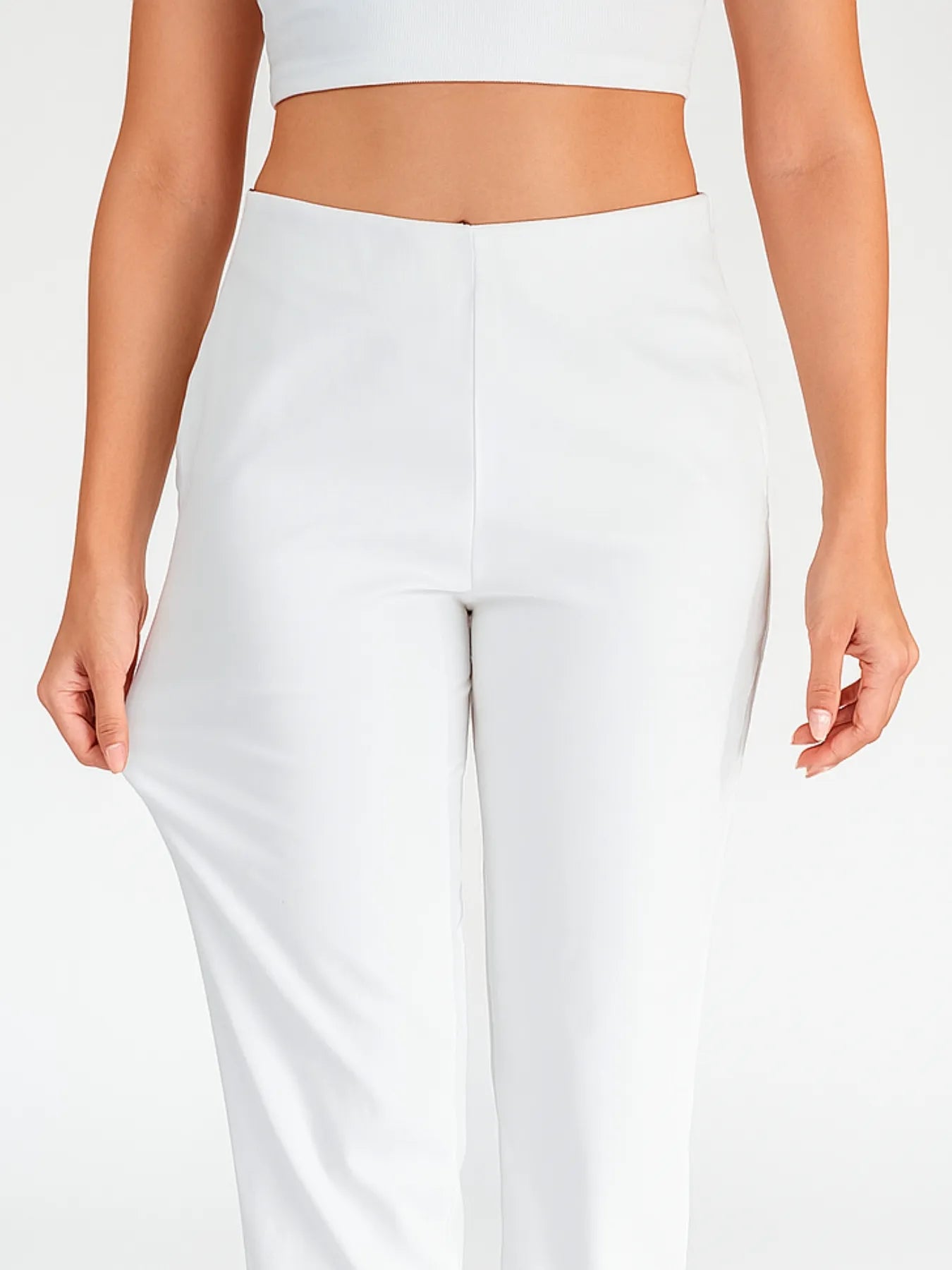 Women White Straight Fit Formal Pants