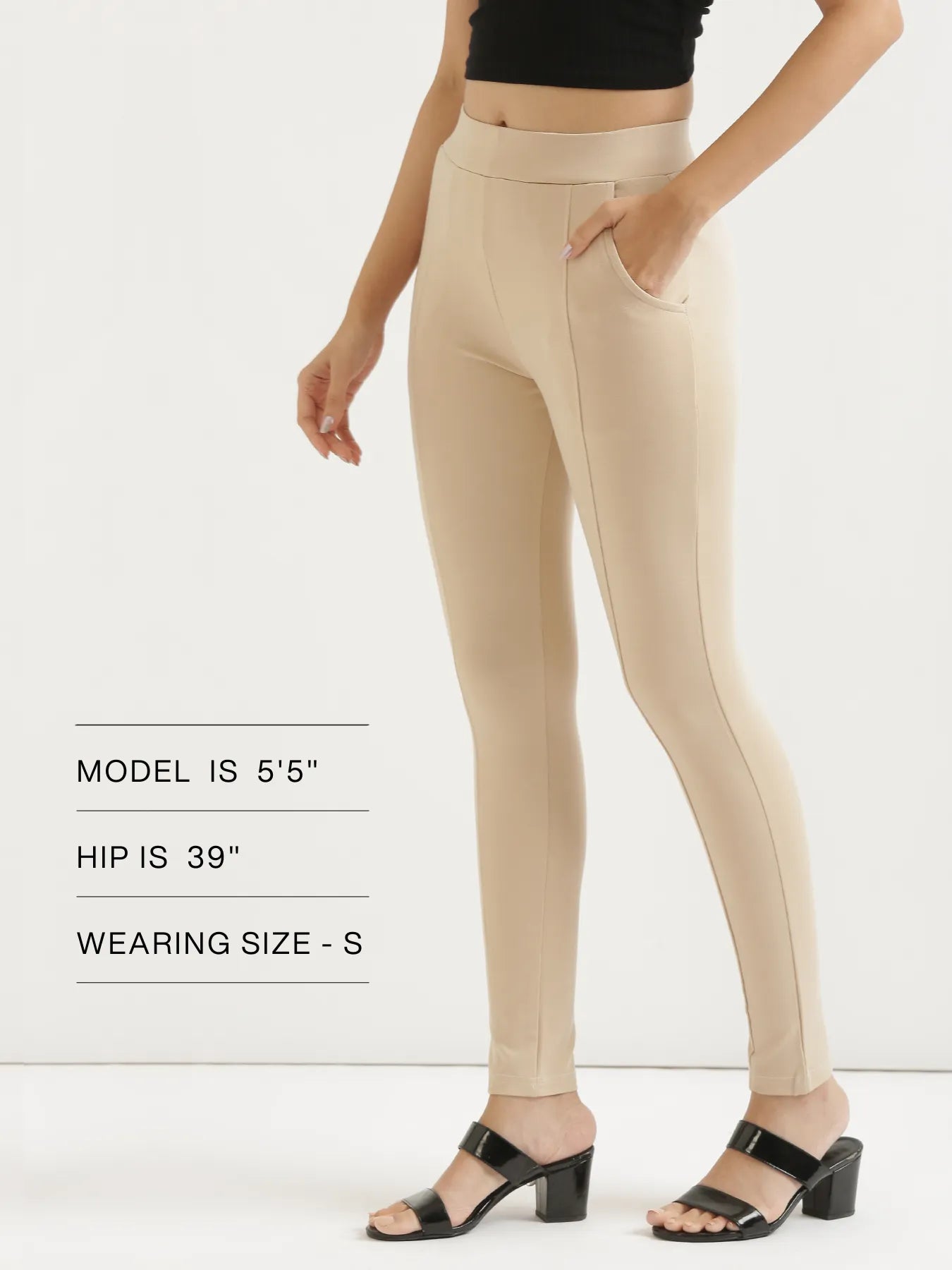 Women Beige 4-Way Stretchable Pants
