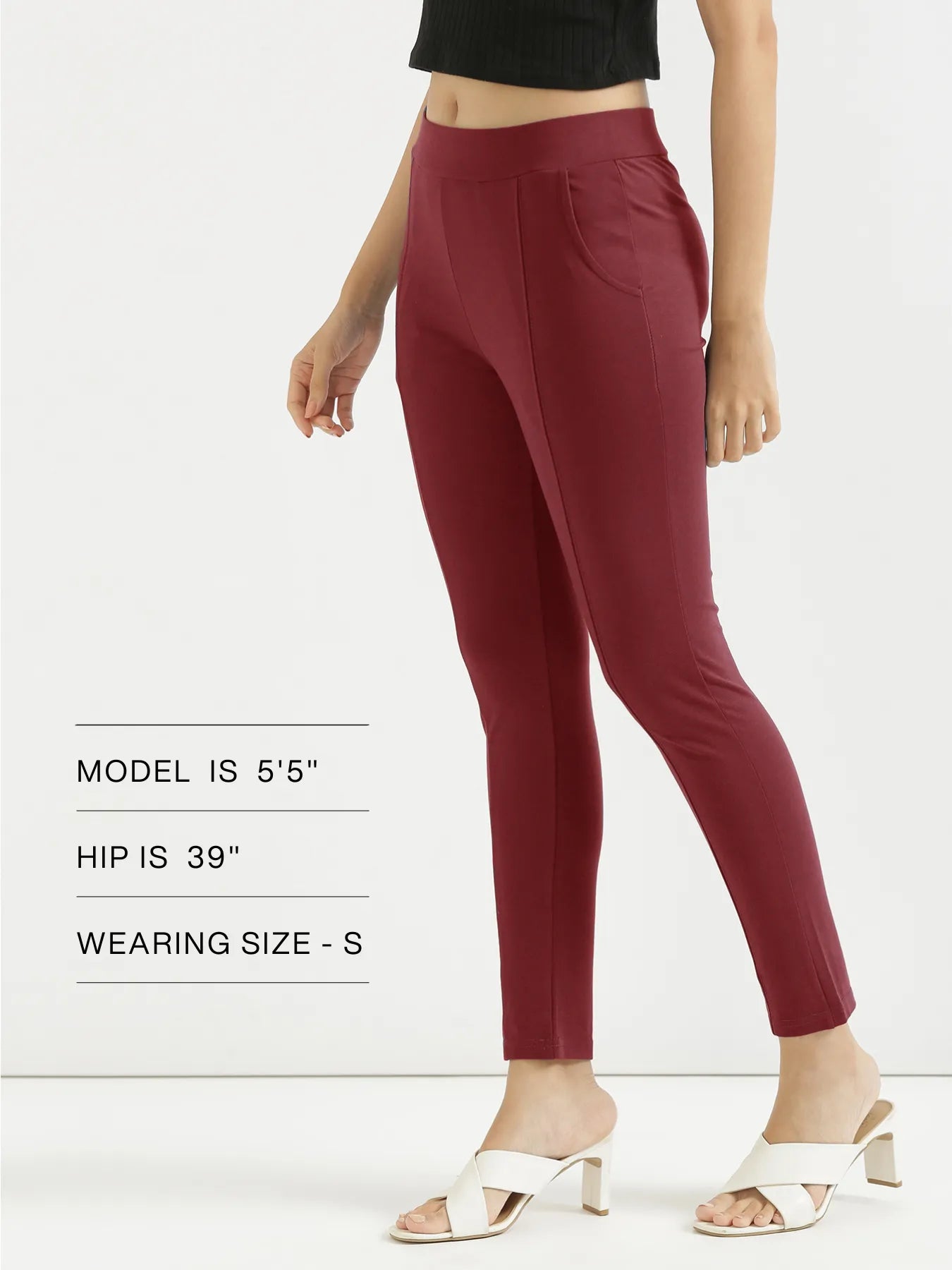 Women Maroon 4-Way Stretchable Pants