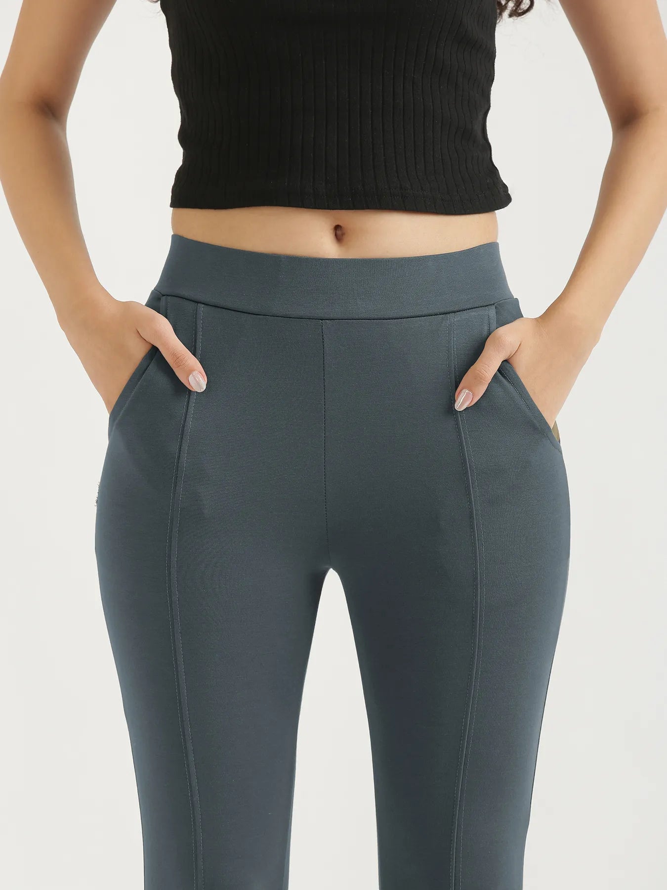 Women Cement Grey 4-Way Stretchable Pants