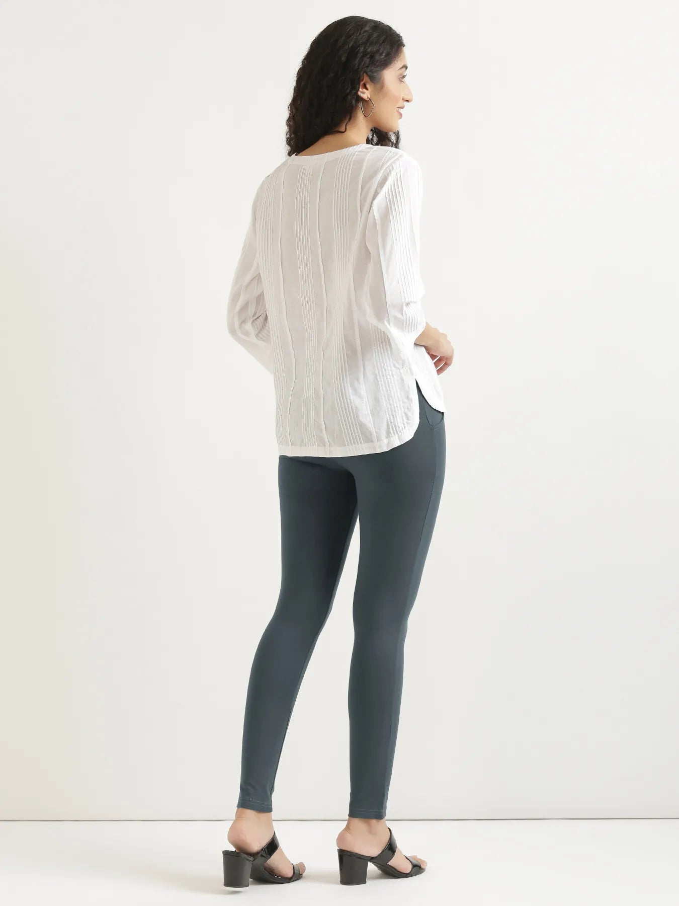 Women Cement Grey 4-Way Stretchable Pants
