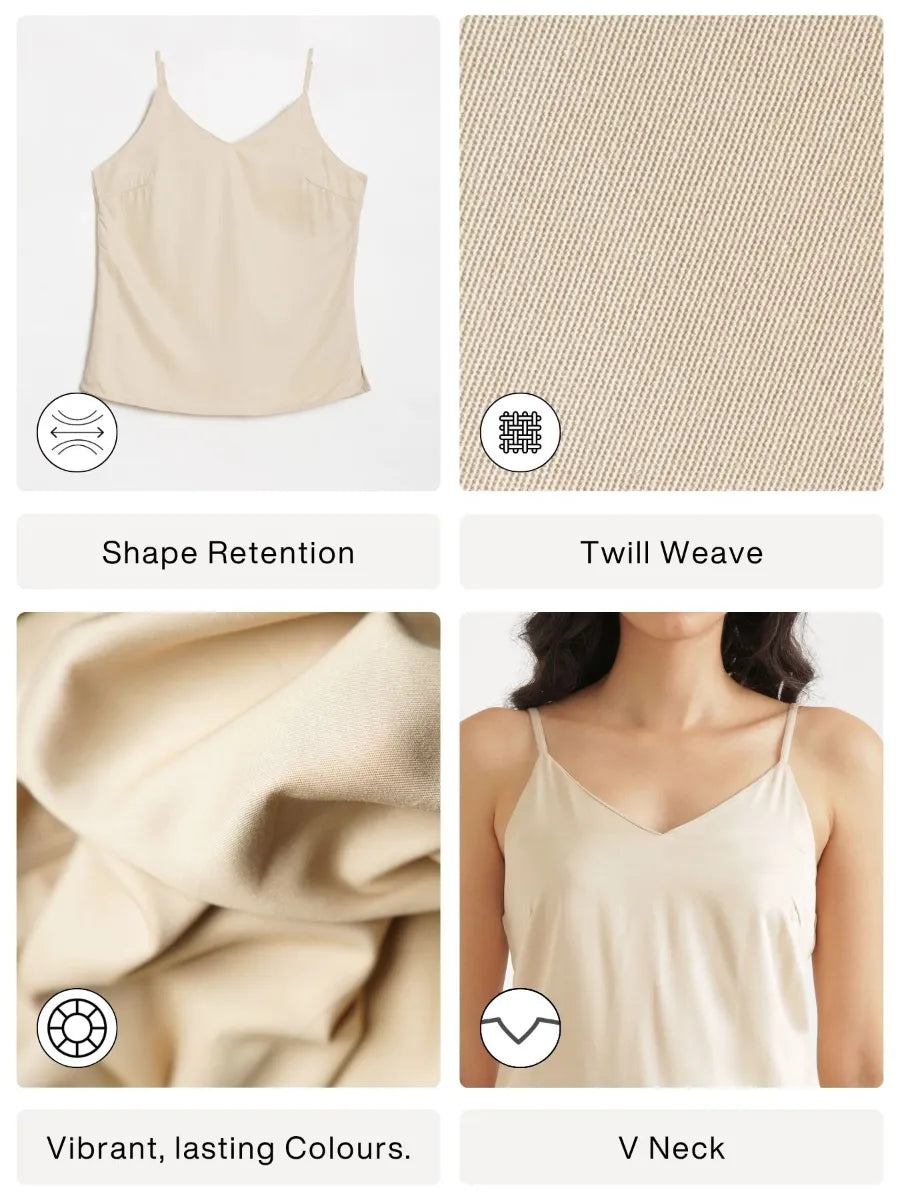 Women Beige Flowy Camisole Top