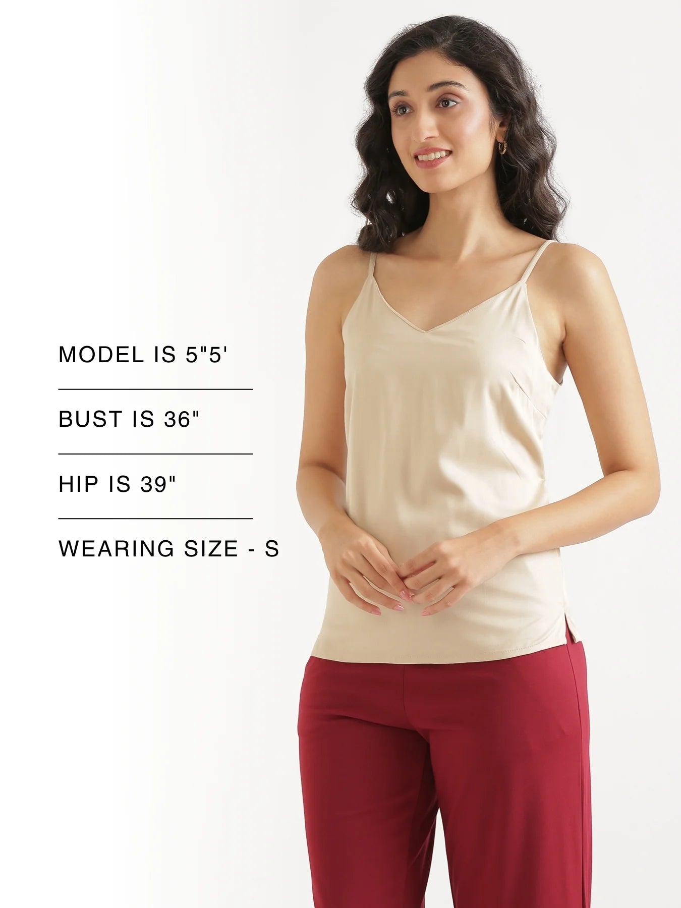 Women Beige Flowy Camisole Top