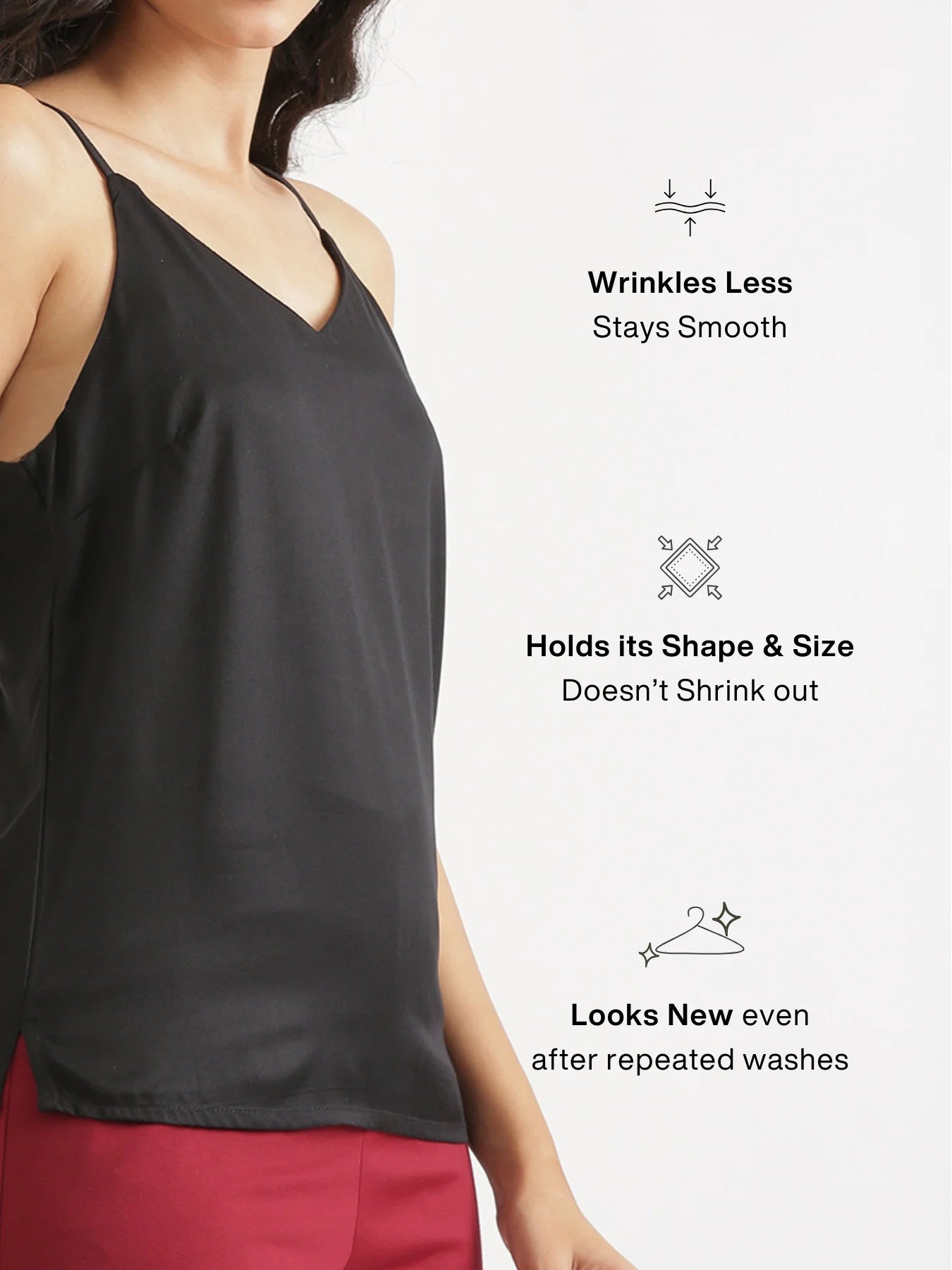 Women Black Flowy Camisole Top