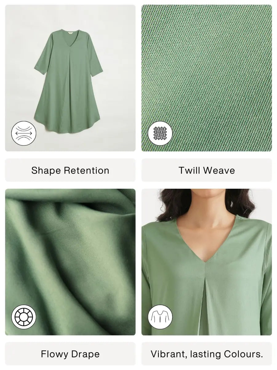 Women Jade Flowy Pleated Kurta