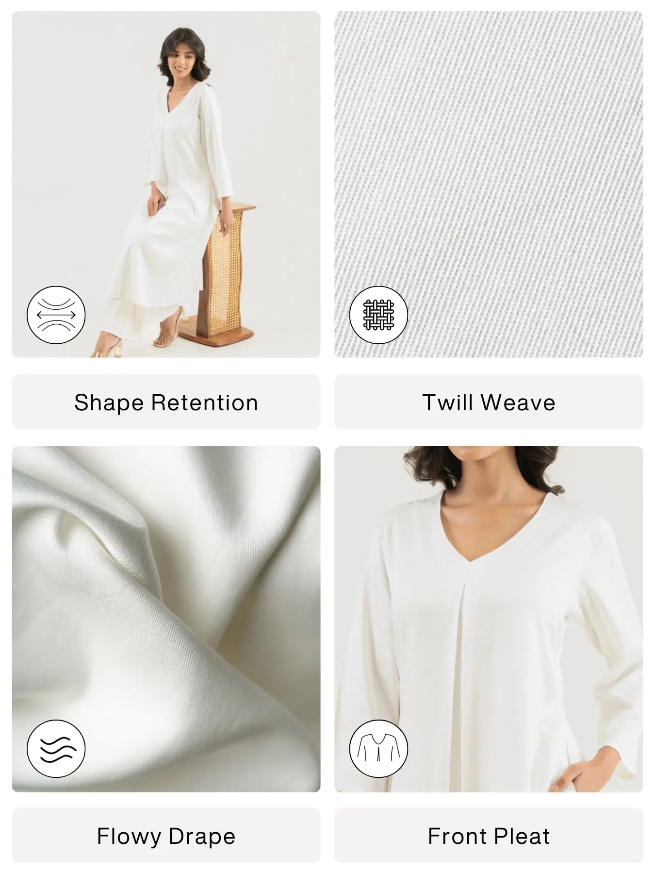 Women White Flowy Pleated Kurta