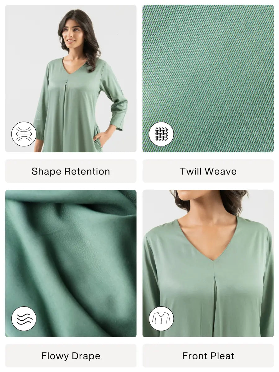 Women Jade Flowy Pleated Kurta