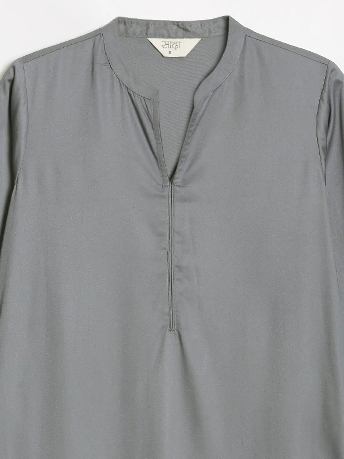 Women Grey Flowy Straight Long Kurta