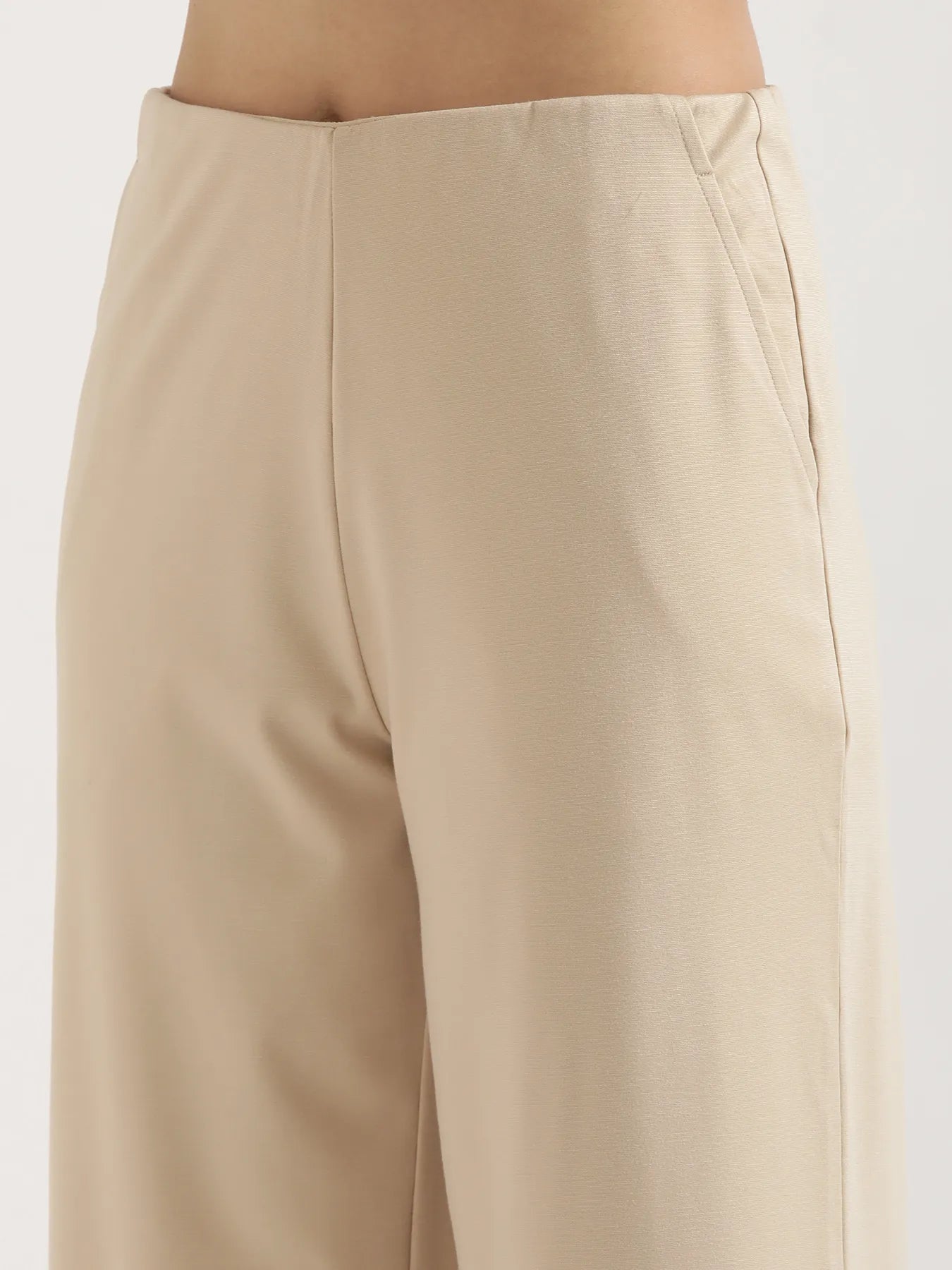 Women Beige Wide Leg Pants