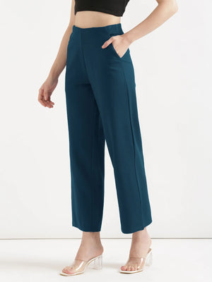 Women Royal Blue Wide Leg Pants