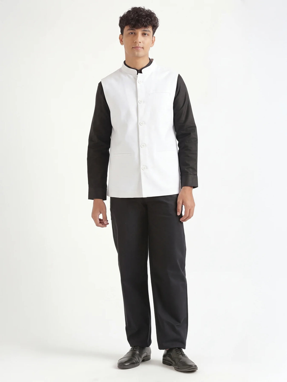 Men White Airy Linen Nehru Jacket