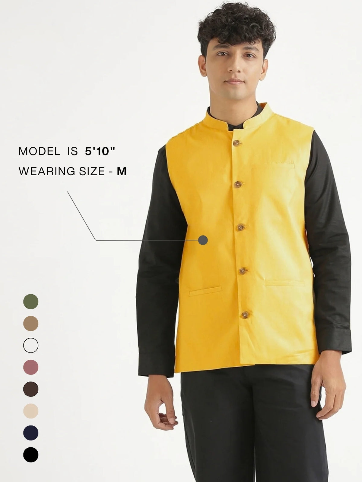 Men Yellow Airy Linen Nehru Jacket